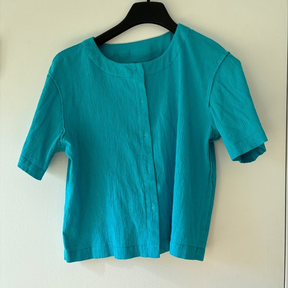 Vintage Appleseed's Turquoise Blue Button Up Shirt - Size 12 - Picture 7 of 9